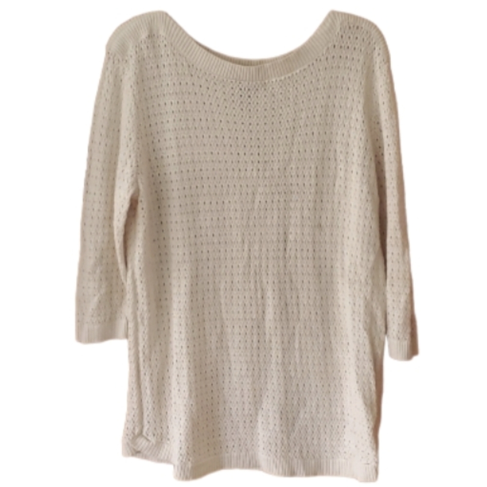 Tommy Hilfiger Womans Woven Boatneck‎ Cream Sweater Size XL